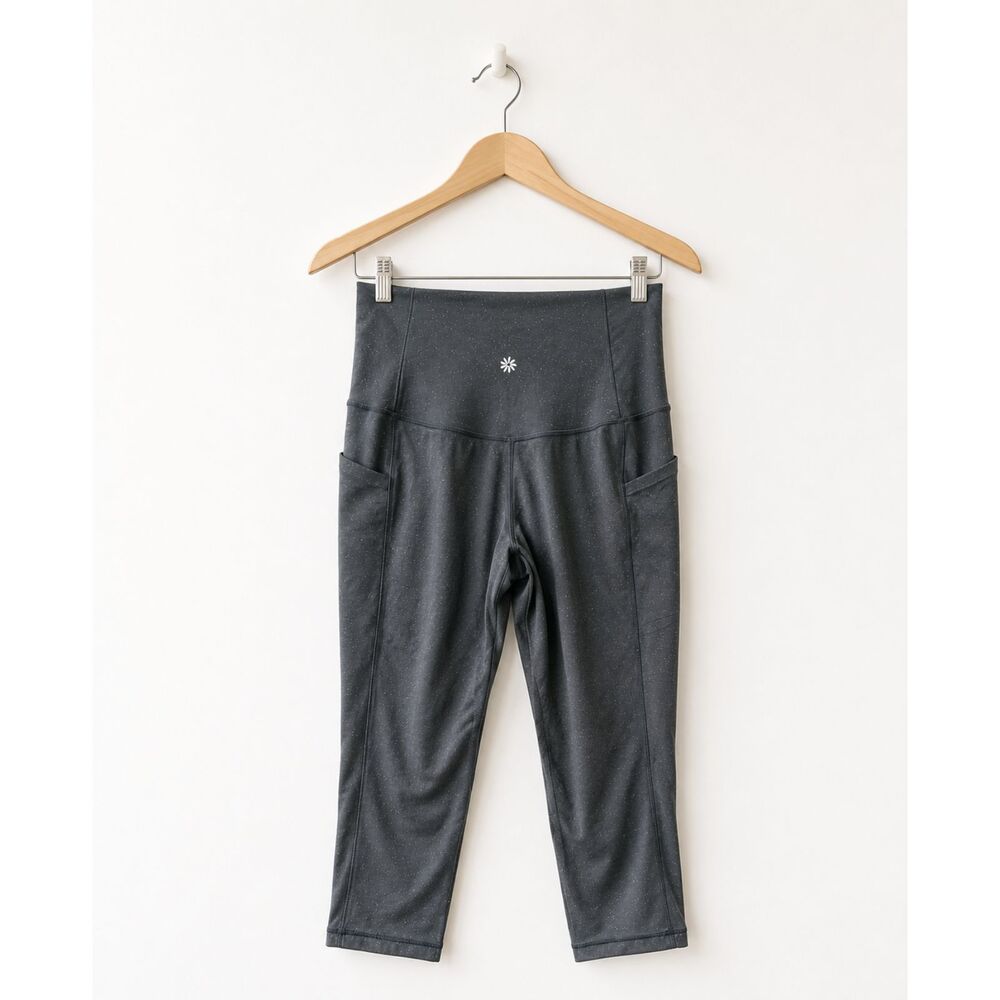 Athleta High Rise Cropped Leggings Side Stash Pocket Black Size S